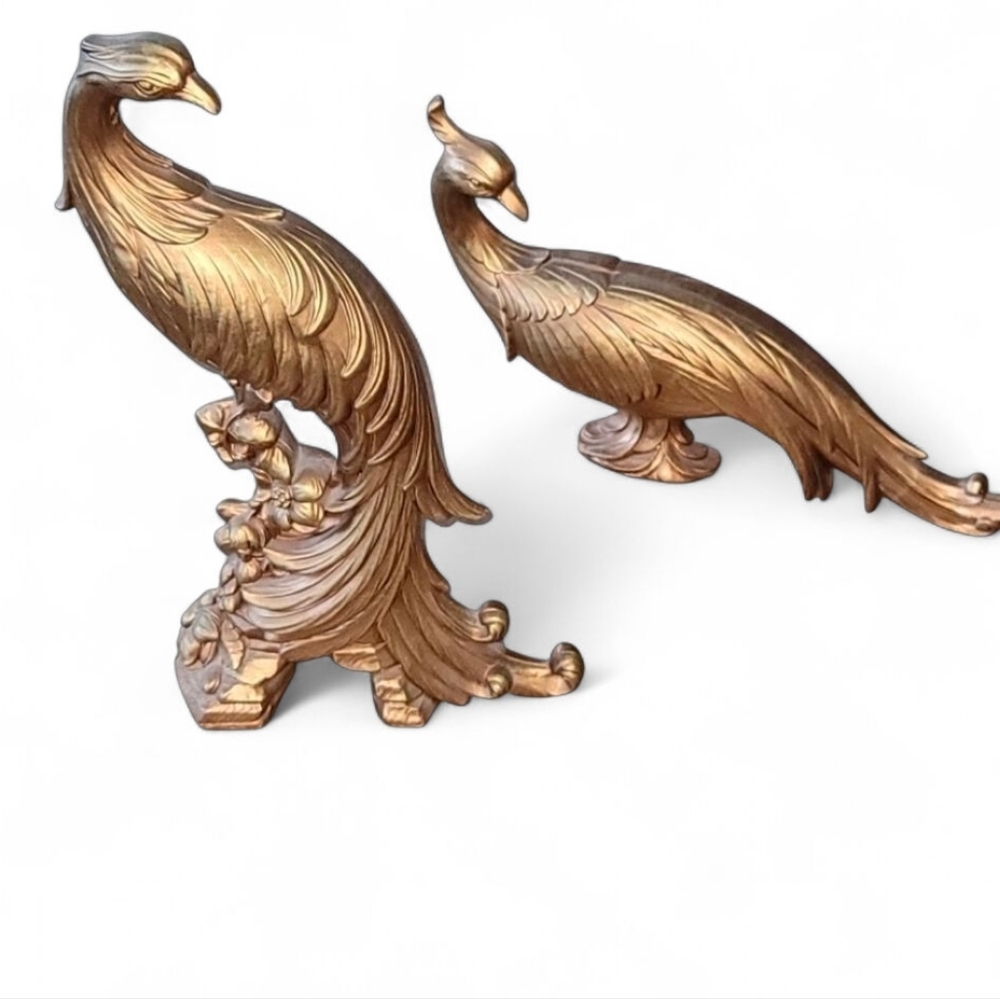 1960s Syroco Wood Phoenix Peacock Pheasant Birds